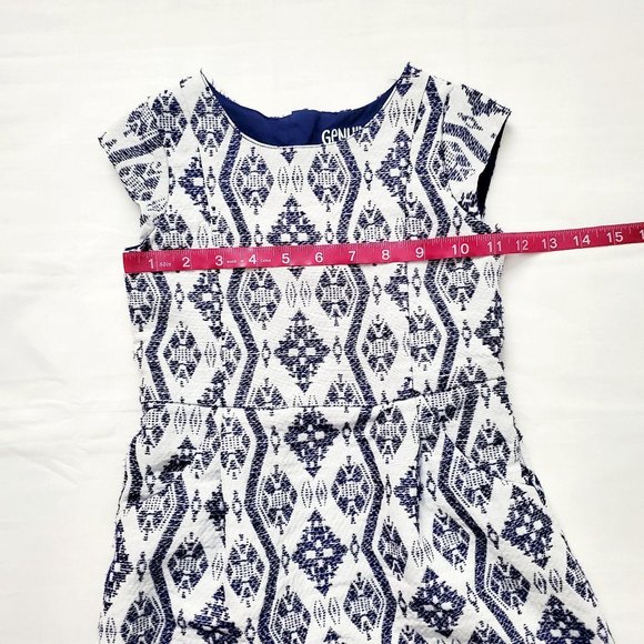 Genuine Kids From OshKosh B'gosh Jacquard Romper Dress White & Navy Blue Size 4T - Picture 7 of 12